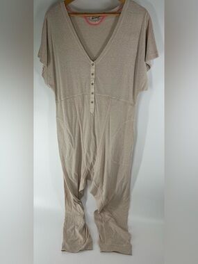 Light Beige V-Neck Romper Jumpsuit